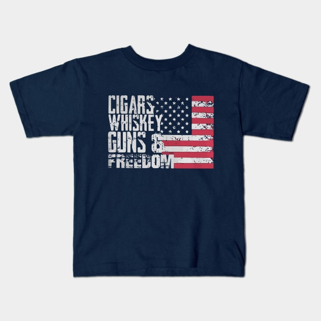 Cigars whiskey guns and freedom Kids T-Shirt by francotankk